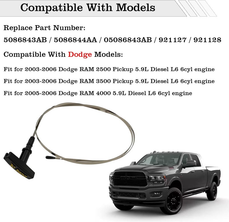 FBLOWMOD 5086843AB Engine Oil Dipstick Indicator, Compatible with Dodge Ram 2500 3500 Pickup 5.9L RAM 4000 Diesel 5.9L L6 Engine Oil Fluid Level Dip Stick Replace 5086844AA, 921127, 921128 - Image 2